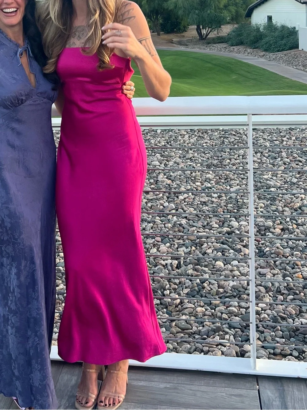 Abercrombie & Fitch Hot Pink Dress - Magenta Maxi Slip Dress Sleek